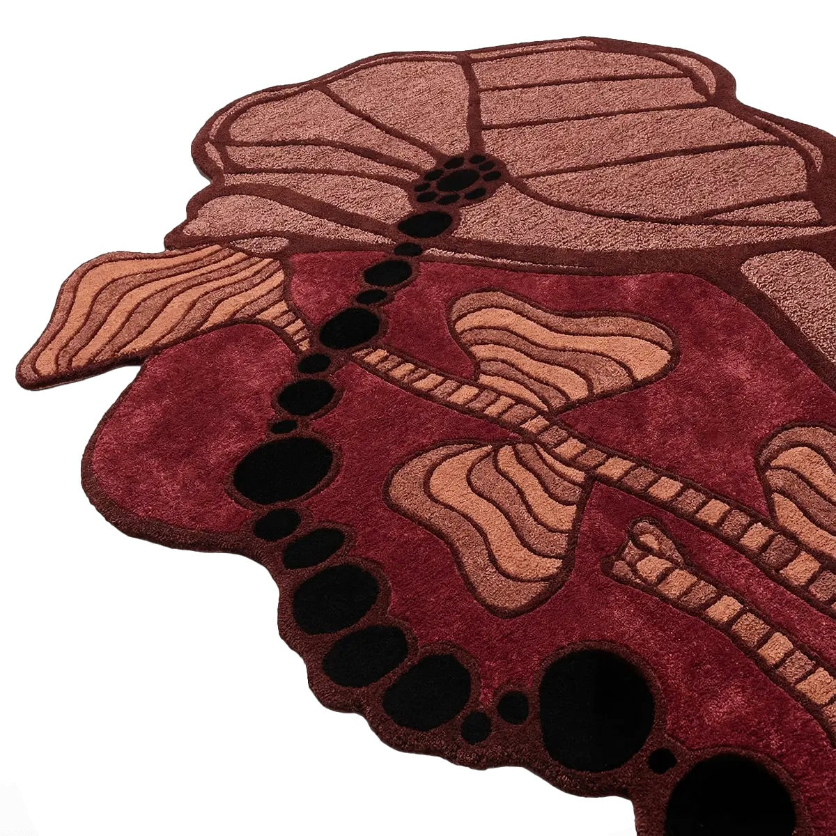 RUGKARI Burgundy floral pure New Zealand wool luxury rug styled in an Indian living room - image 3