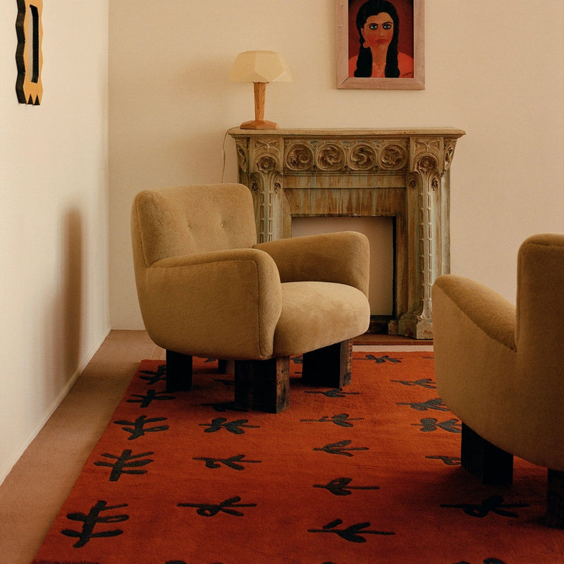 Warm-toned wool rug in a living room