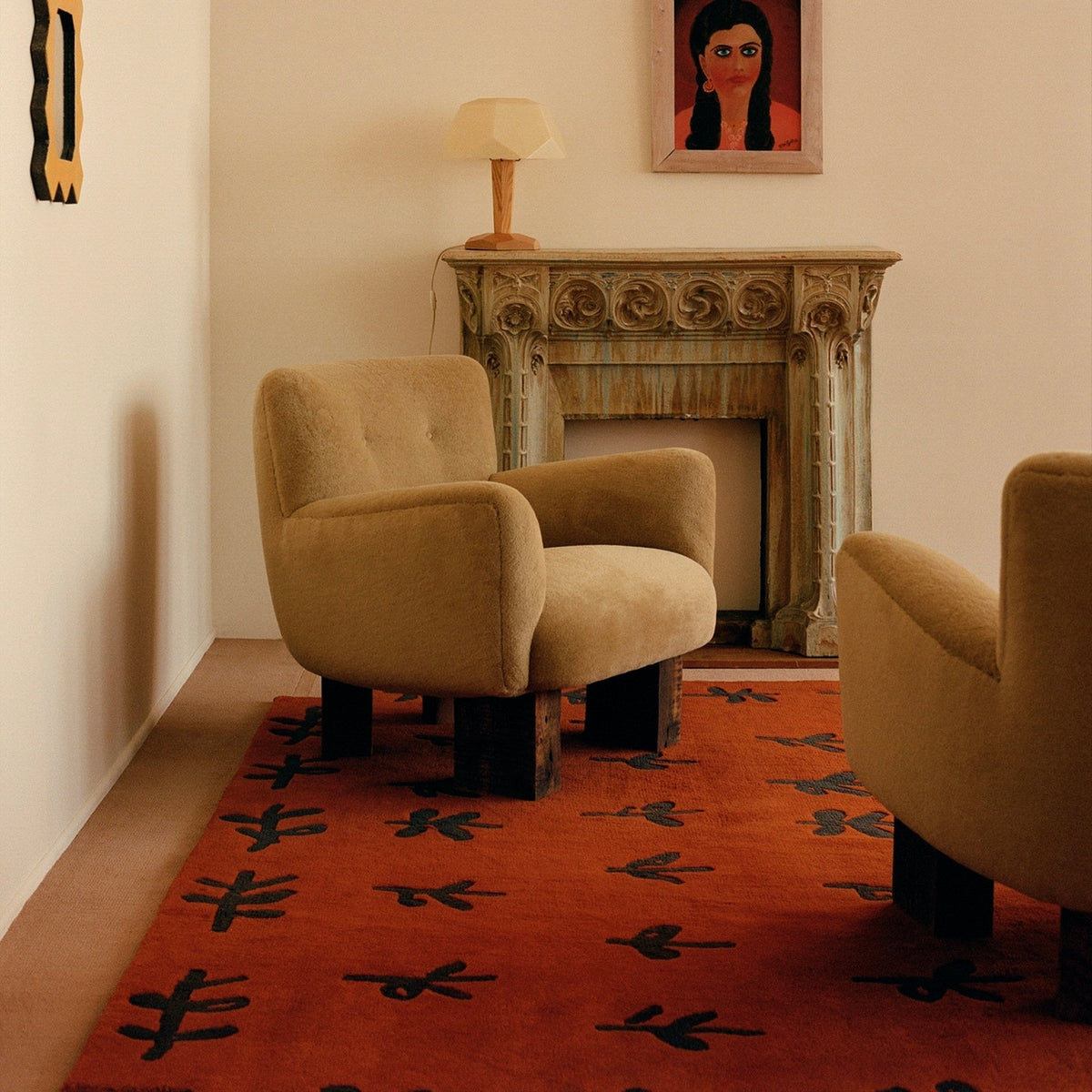 Traditional hand-knotted rug woven in Bhadohi, Uttar Pradesh