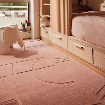 RUGKARI Dawn geometric pure New Zealand wool luxury rug styled in an Indian living room - image 2