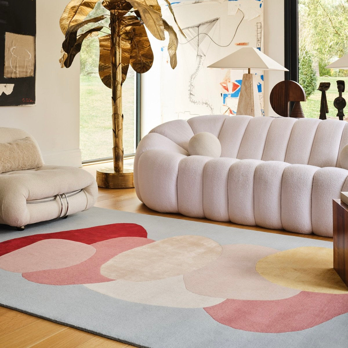 RUGKARI Alchemy abstract pure New Zealand wool luxury rug styled in an Indian living room - image 2