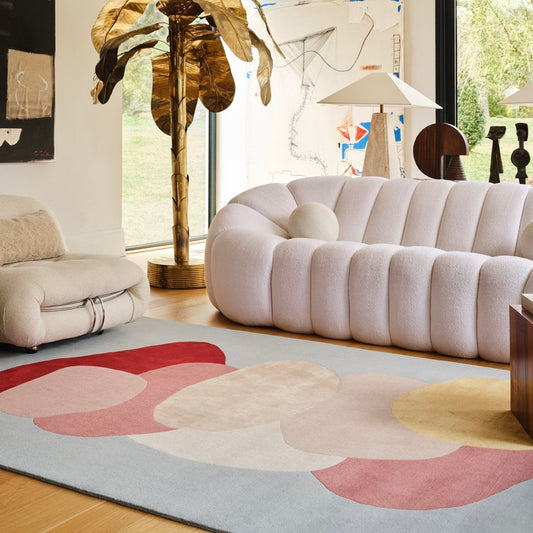 RUGKARI Alchemy abstract pure New Zealand wool luxury rug styled in an Indian living room - image 2