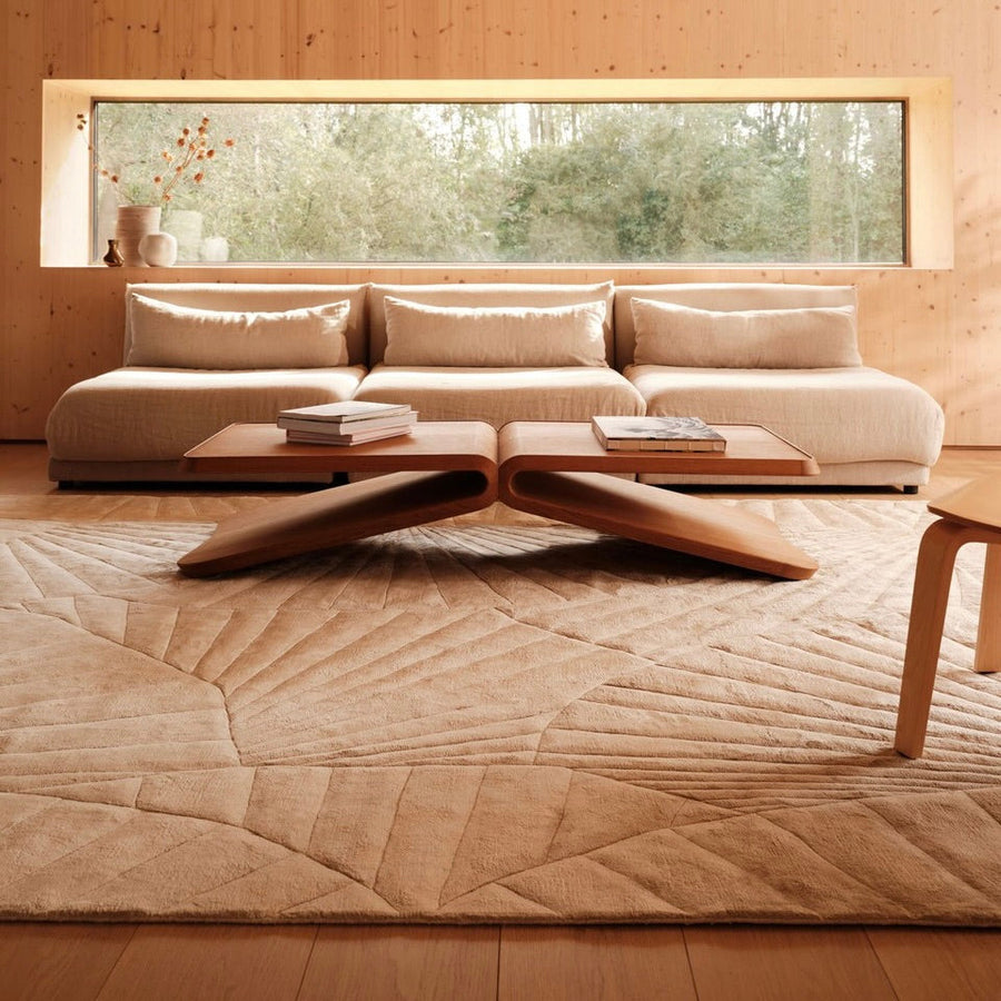 RUGKARI Shell traditional pure New Zealand wool luxury rug styled in an Indian living room - image 2