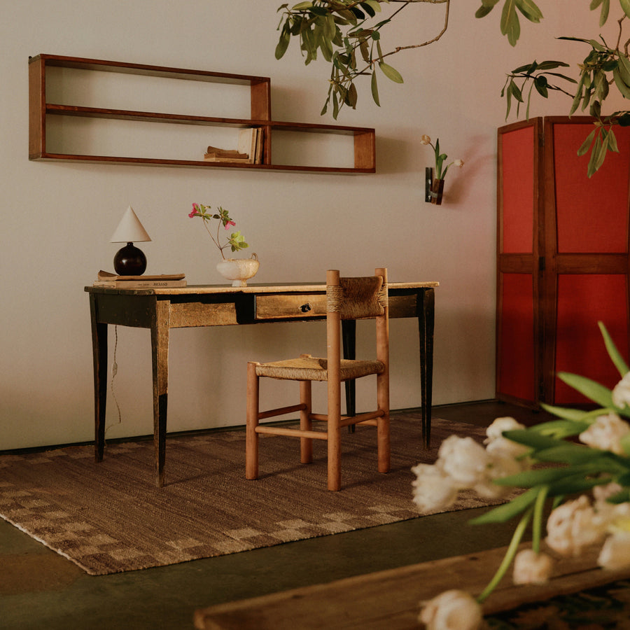 RUGKARI Monograph traditional pure New Zealand wool luxury rug styled in an Indian living room - image 2