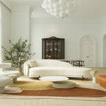RUGKARI Ochre abstract pure New Zealand wool luxury rug styled in an Indian living room - image 2