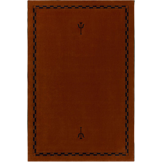 RUGKARI Trident geometric pure New Zealand wool luxury rug styled in an Indian living room - image 1