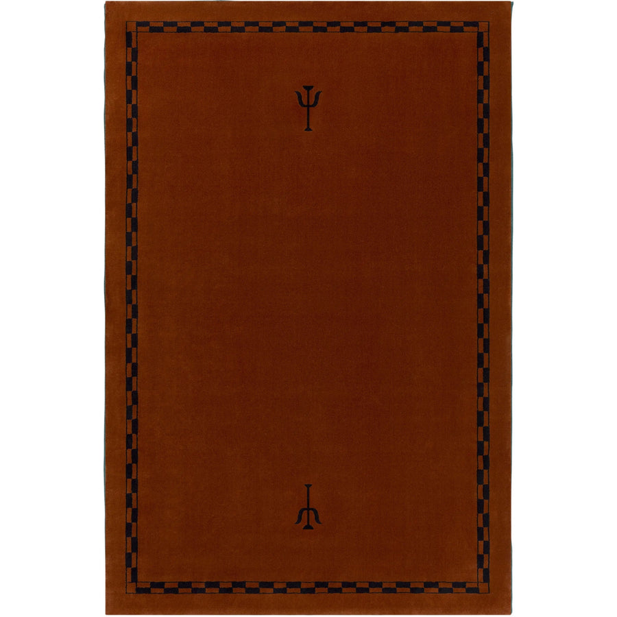 RUGKARI Trident geometric pure New Zealand wool luxury rug styled in an Indian living room - image 1