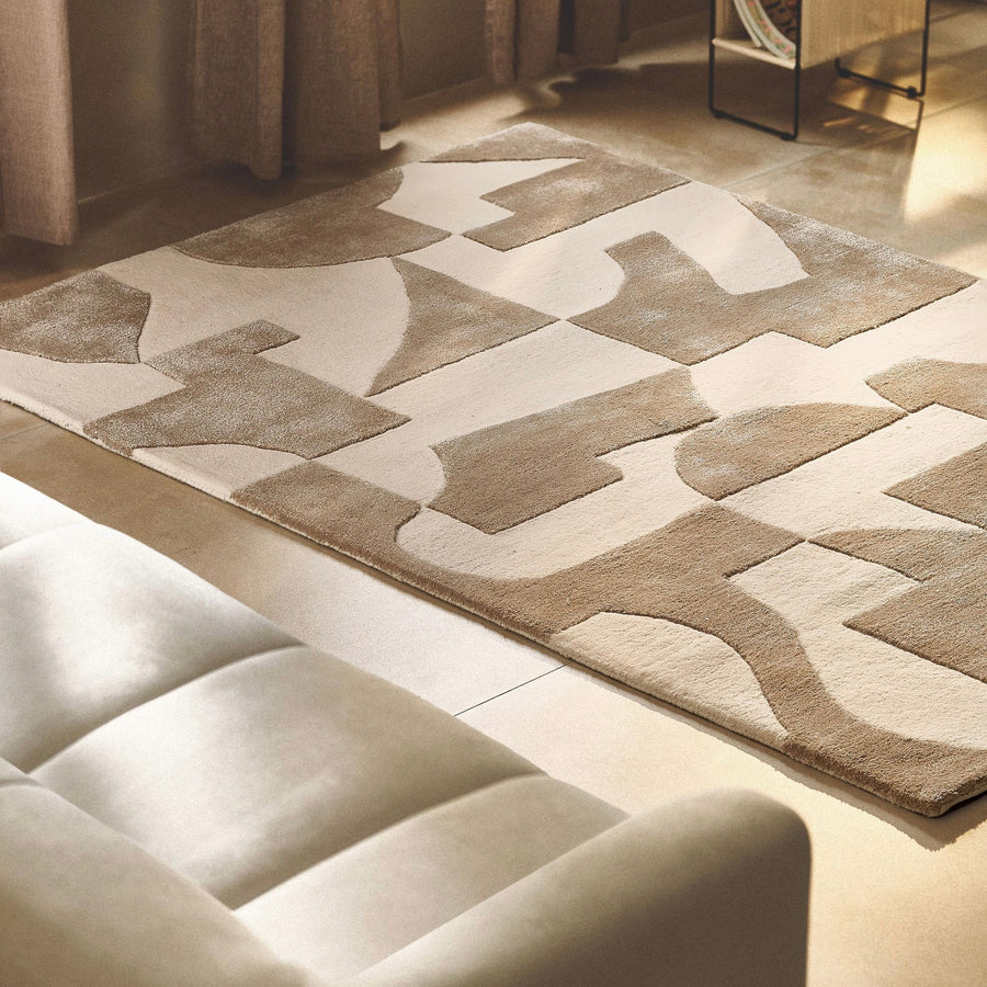 RUGKARI Majesty abstract pure New Zealand wool luxury rug styled in an Indian living room - image 2