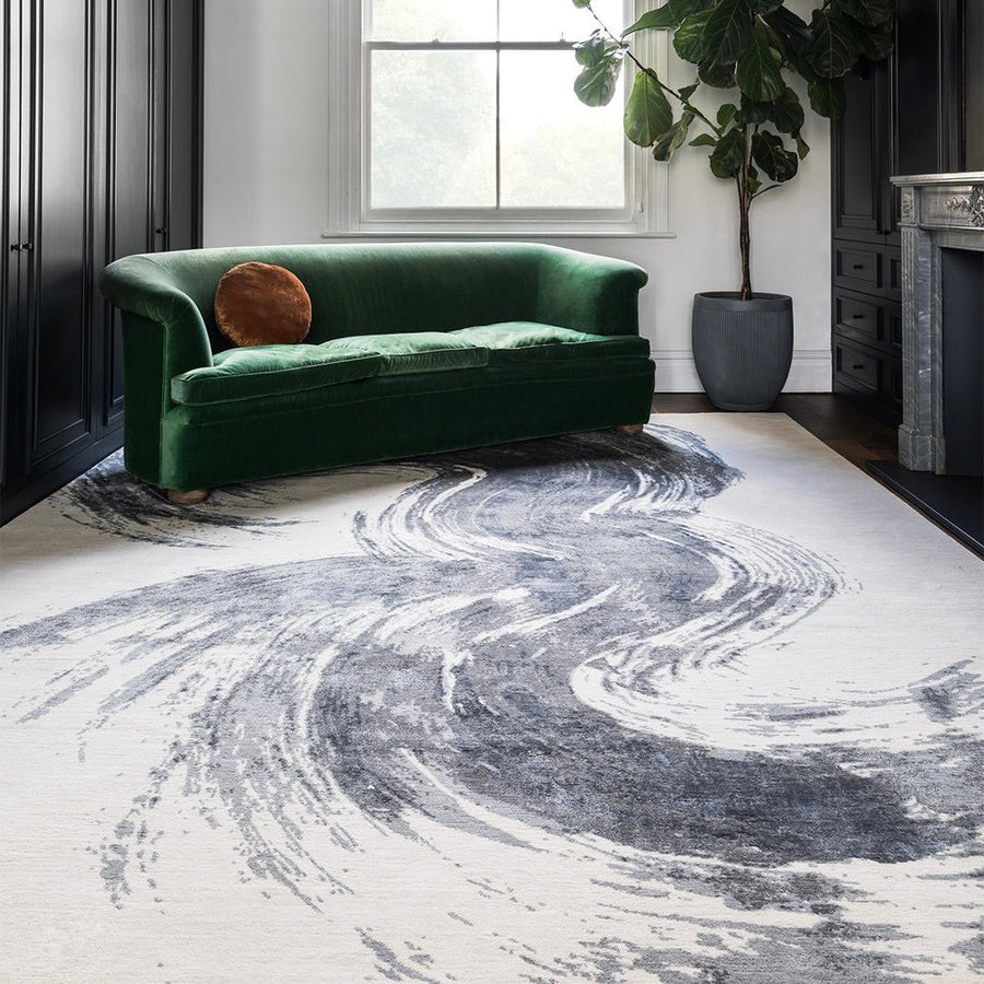 RUGKARI Stroke traditional pure New Zealand wool luxury rug styled in an Indian living room - image 2