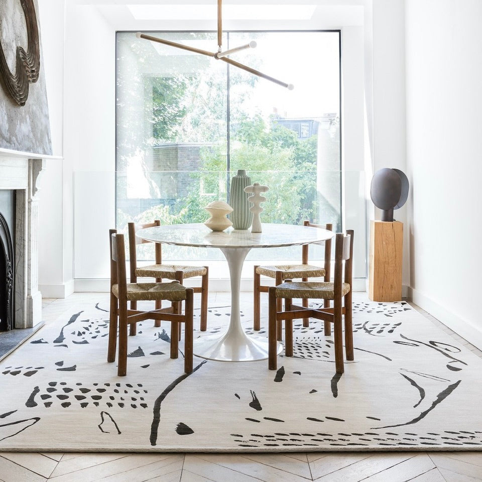 RUGKARI Symbol traditional pure New Zealand wool luxury rug styled in an Indian living room - image 2