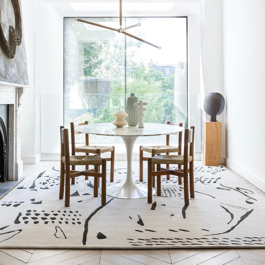 RUGKARI Symbol traditional pure New Zealand wool luxury rug styled in an Indian living room - image 2