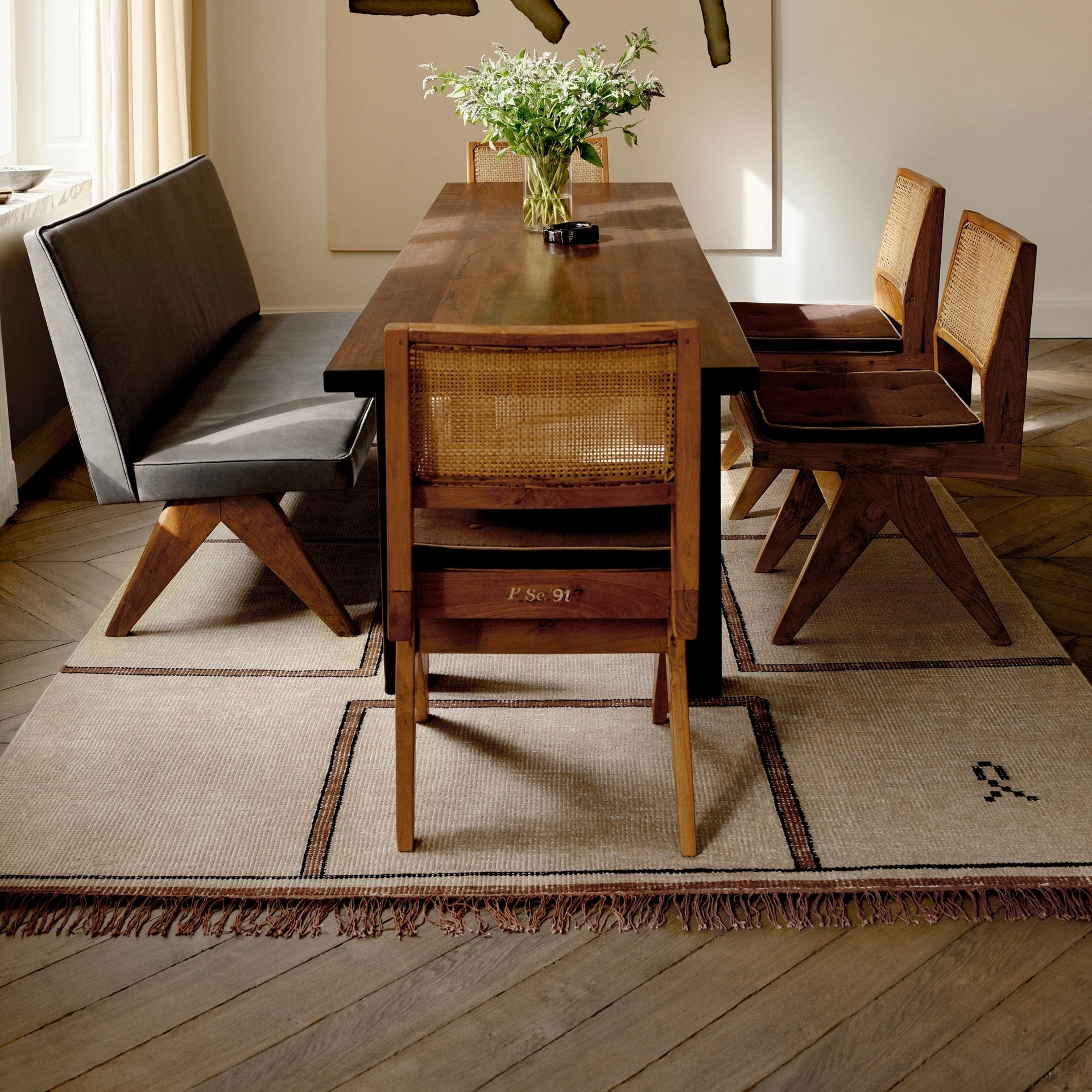RUGKARI Cantus traditional pure New Zealand wool luxury rug styled in an Indian living room - image 2