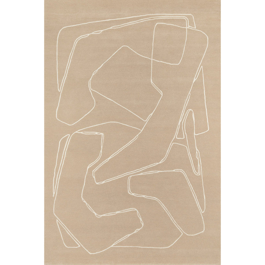 RUGKARI Solan abstract pure New Zealand wool luxury rug styled in an Indian living room - image 1