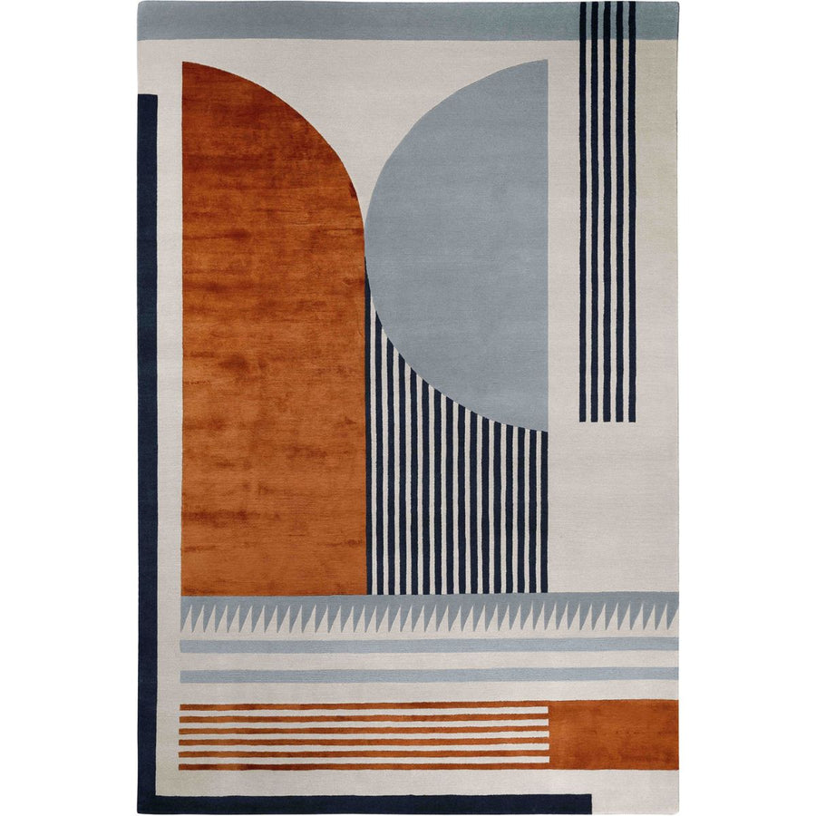 RUGKARI Galleria geometric pure New Zealand wool luxury rug styled in an Indian living room - image 1