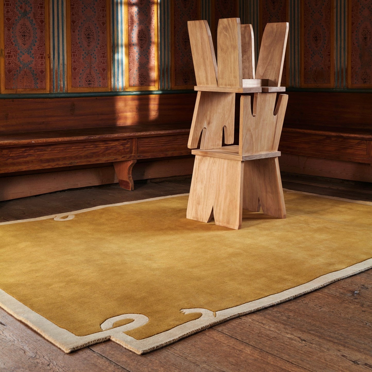 RUGKARI Canvas traditional pure New Zealand wool luxury rug styled in an Indian living room - image 2