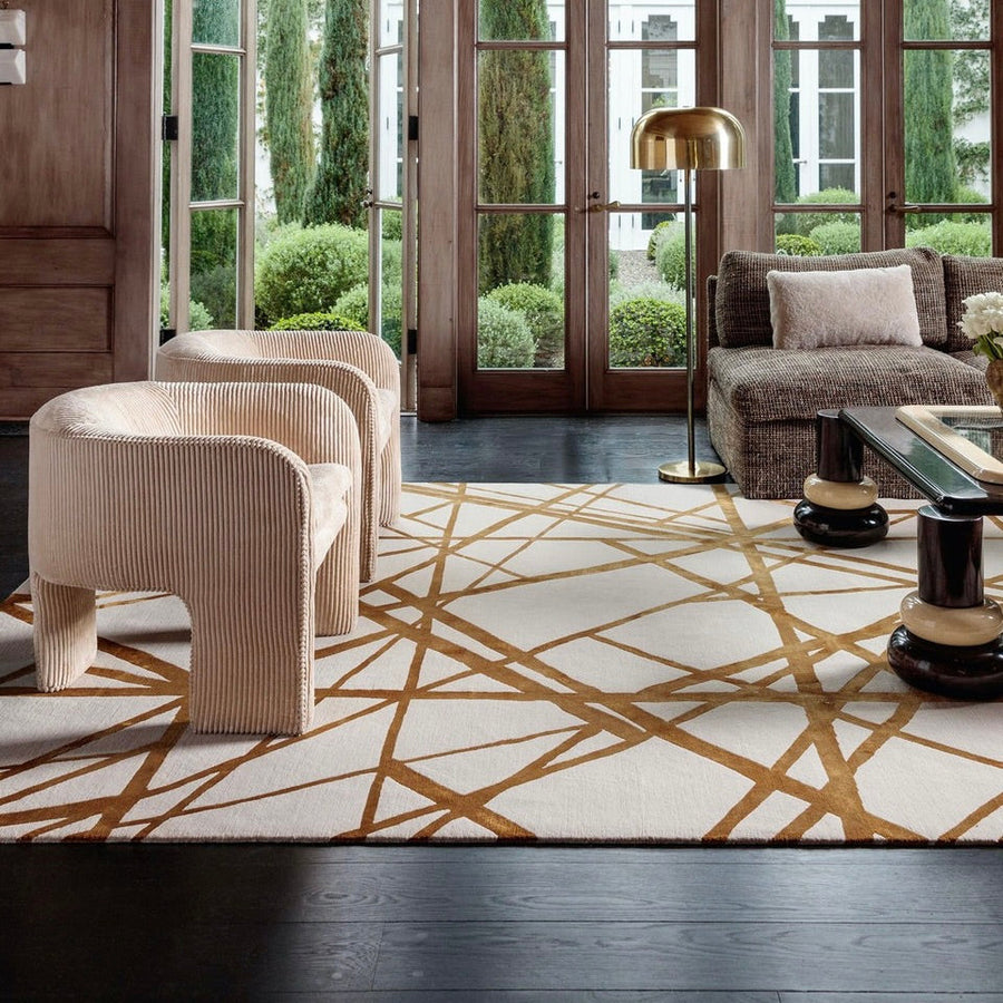 RUGKARI Seraphine abstract pure New Zealand wool luxury rug styled in an Indian living room - image 2