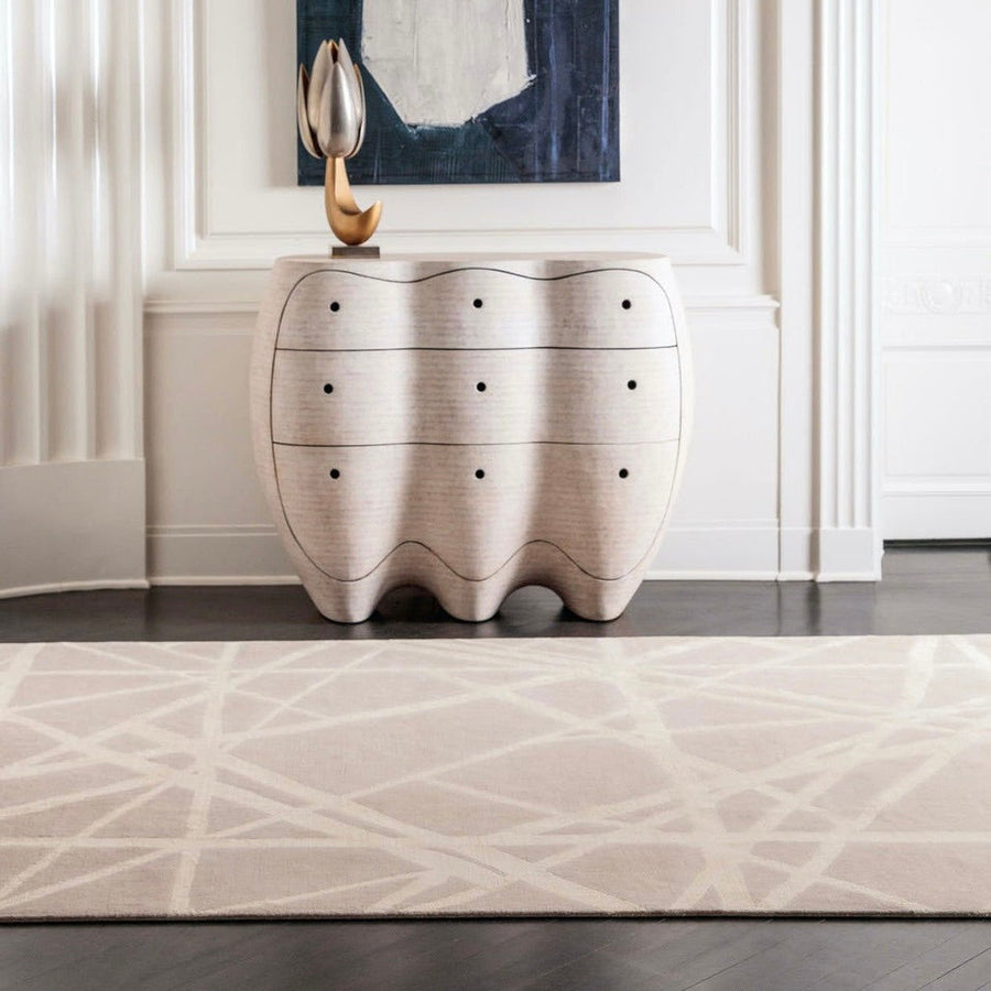 RUGKARI Zenith abstract pure New Zealand wool luxury rug styled in an Indian living room - image 2