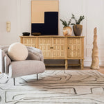 RUGKARI Puresuit abstract pure New Zealand wool luxury rug styled in an Indian living room - image 2