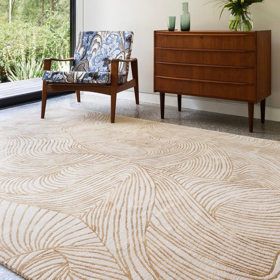RUGKARI Orlin traditional pure New Zealand wool luxury rug styled in an Indian living room - image 2