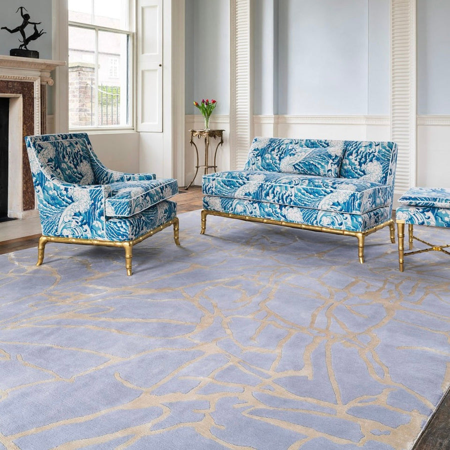 RUGKARI Luxora abstract pure New Zealand wool luxury rug styled in an Indian living room - image 2