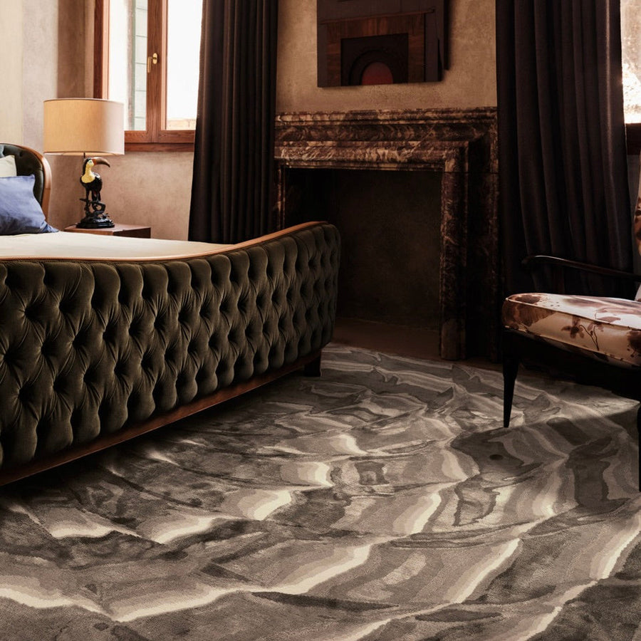 RUGKARI Rippelle traditional pure New Zealand wool luxury rug styled in an Indian living room - image 2