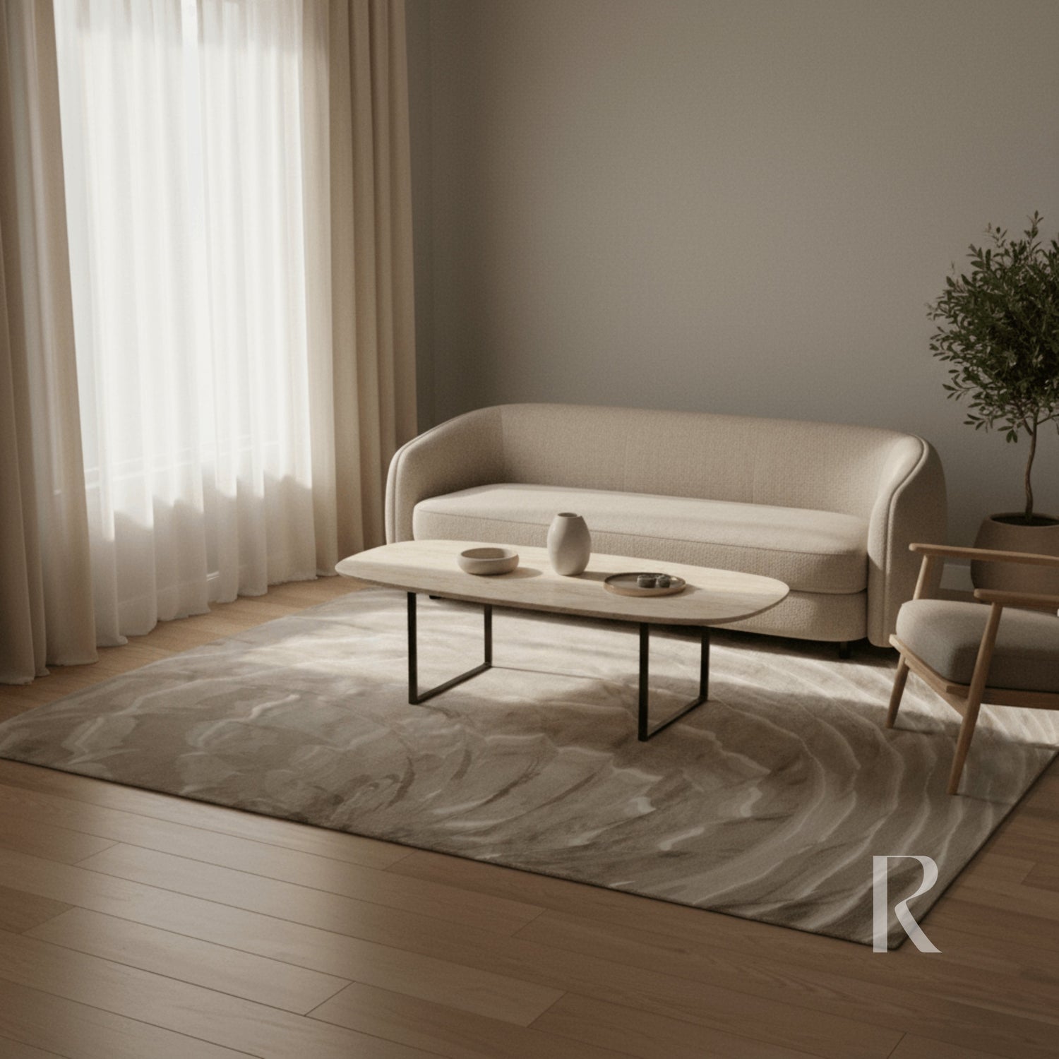 RUGKARI Rippelle traditional pure New Zealand wool luxury rug styled in an Indian living room - image 3