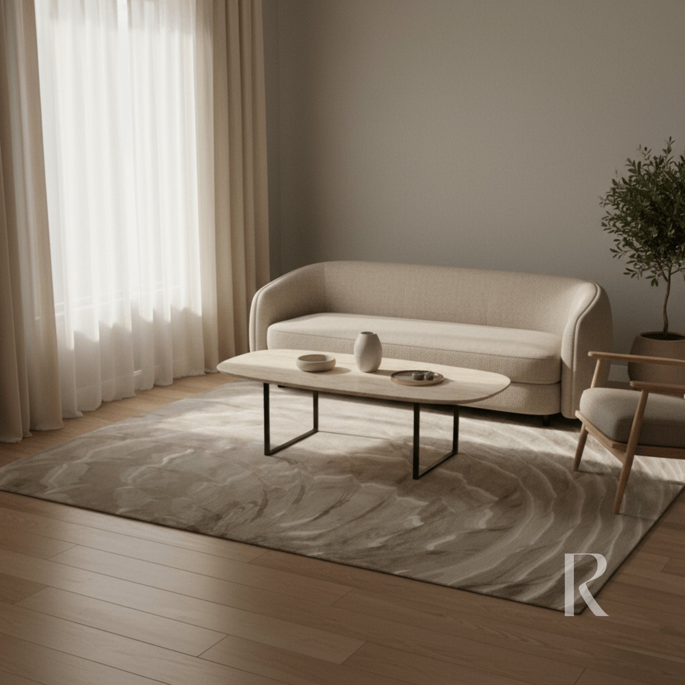 RUGKARI Rippelle traditional pure New Zealand wool luxury rug styled in an Indian living room - image 3