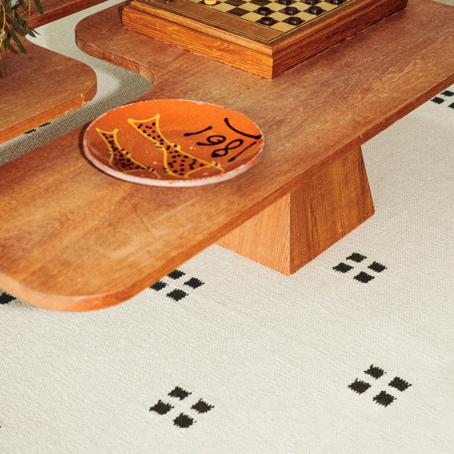 RUGKARI Relic designer pure New Zealand wool luxury rug styled in an Indian living room - image 2