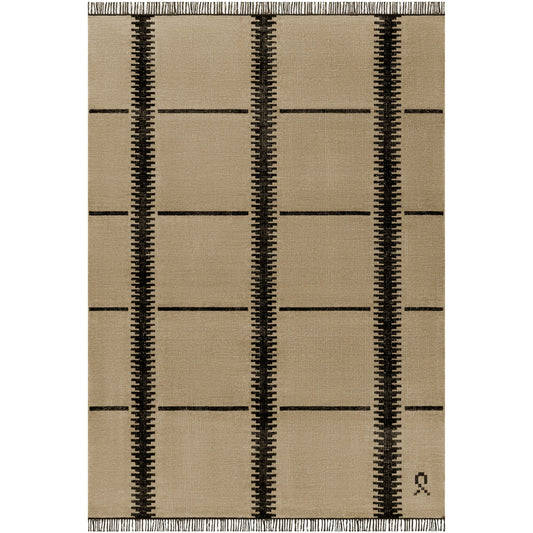 RUGKARI Motif designer pure New Zealand wool luxury rug styled in an Indian living room - image 1