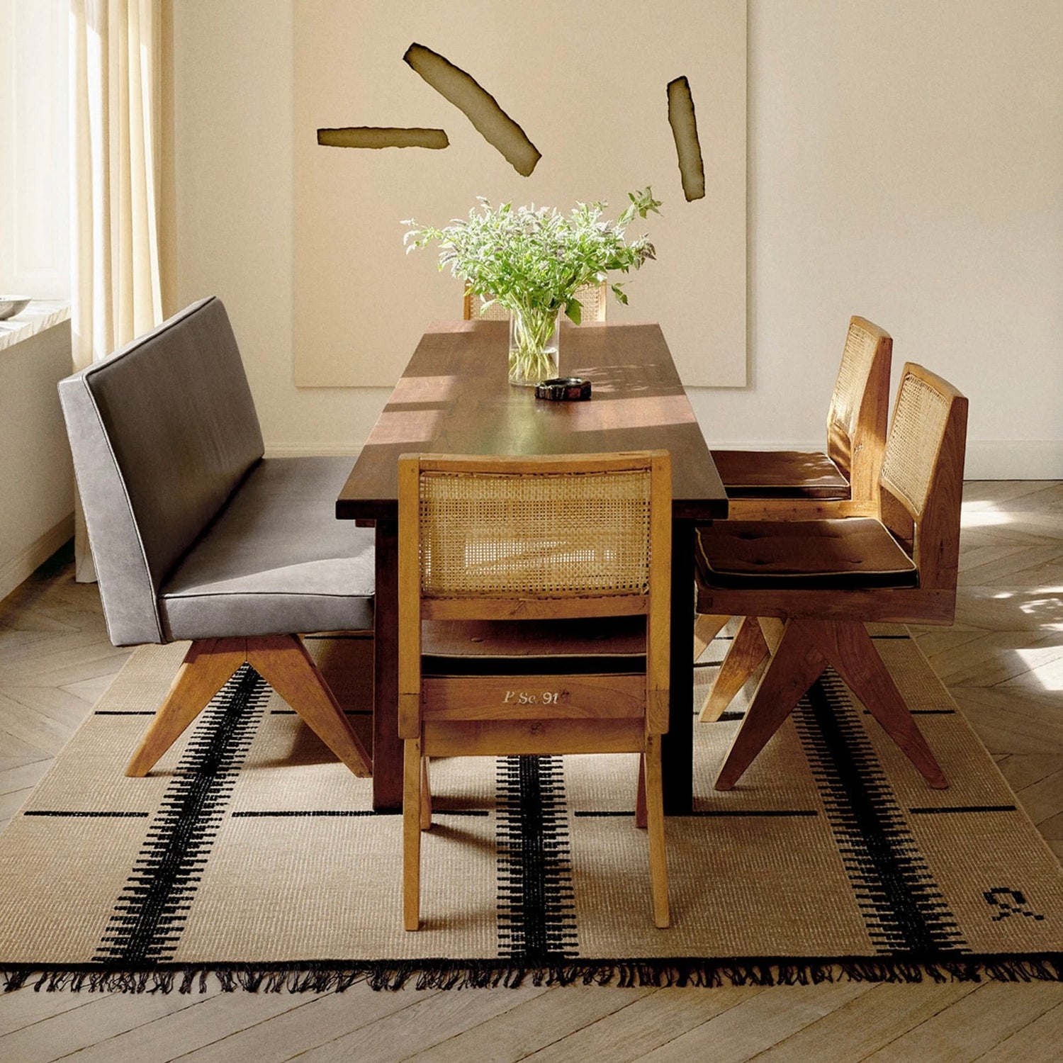 RUGKARI Motif designer pure New Zealand wool luxury rug styled in an Indian living room - image 2