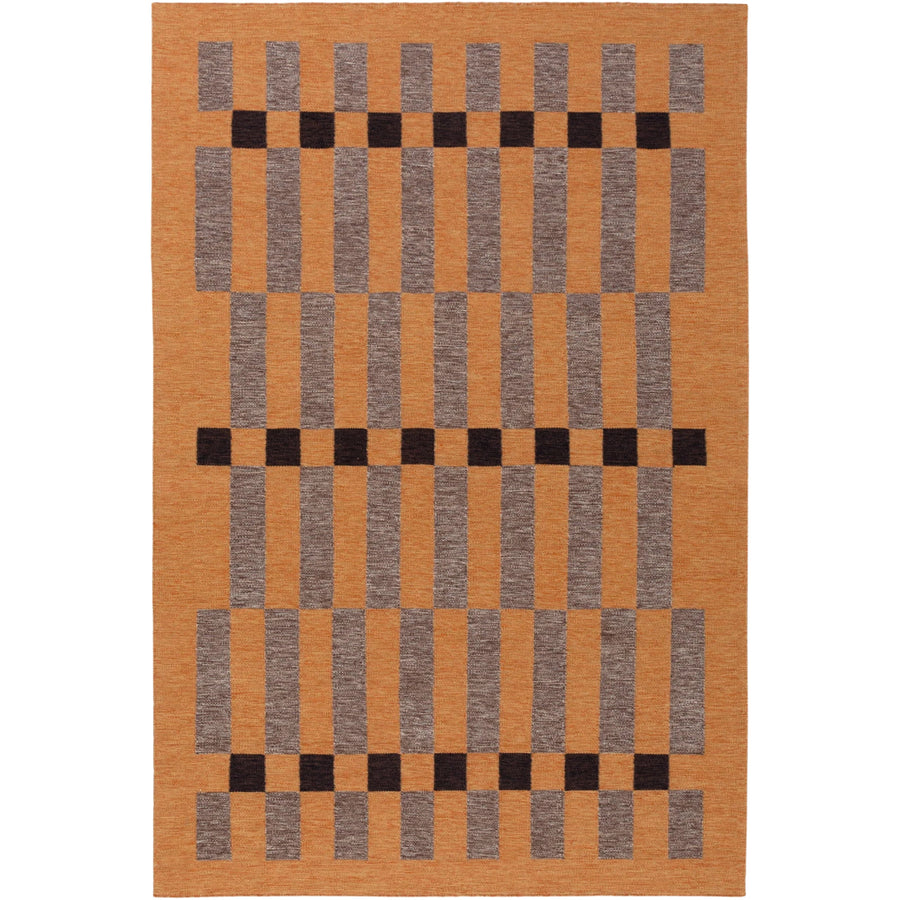 RUGKARI Chronos geometric pure New Zealand wool luxury rug styled in an Indian living room - image 1