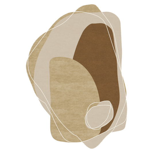 RUGKARI Ochre abstract pure New Zealand wool luxury rug styled in an Indian living room - image 1
