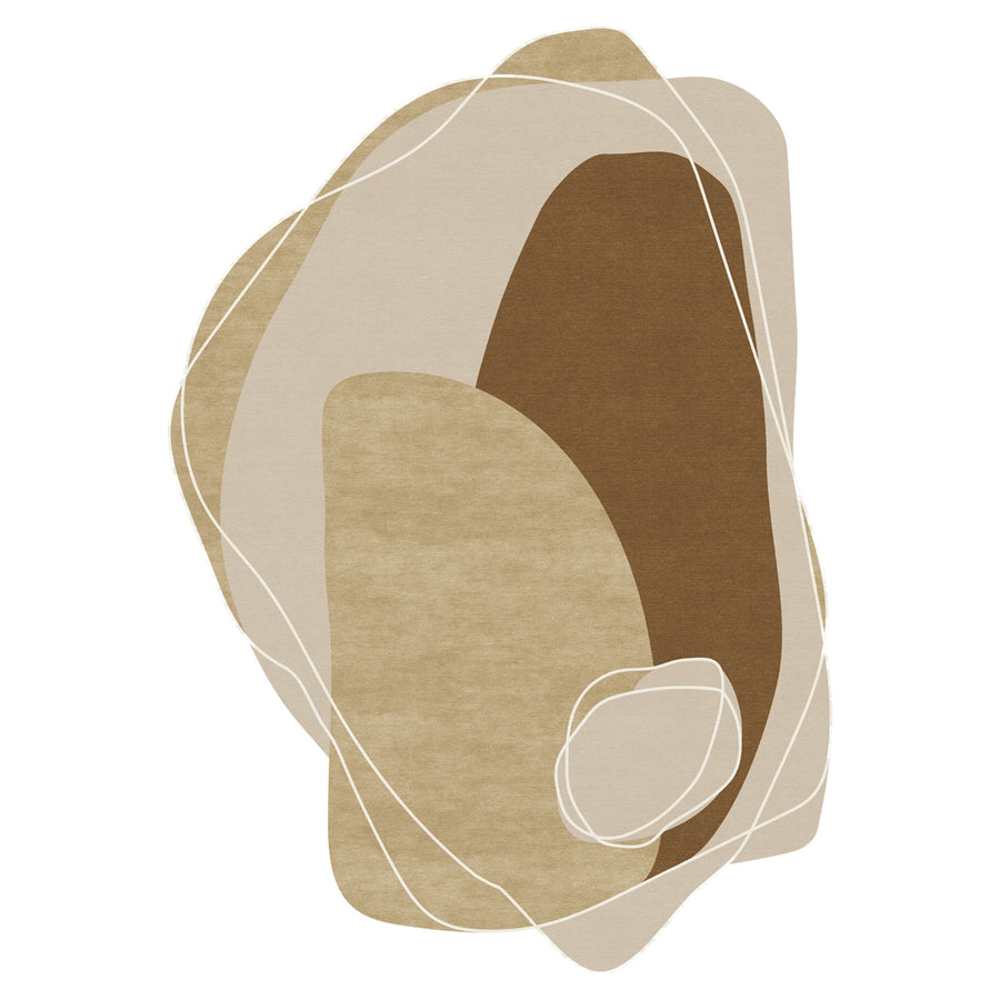 RUGKARI Ochre abstract pure New Zealand wool luxury rug styled in an Indian living room - image 1