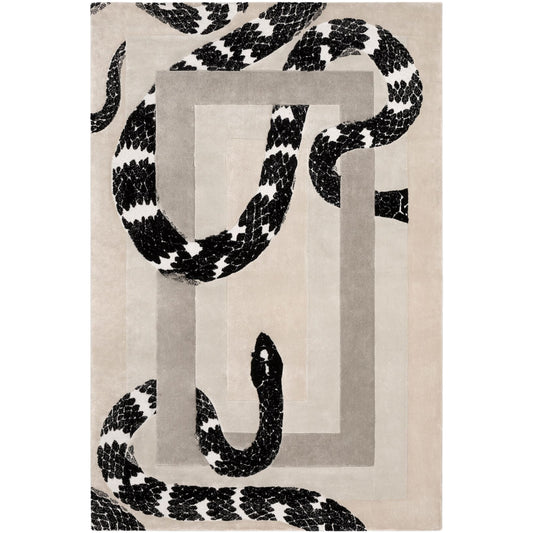 RUGKARI Serpent traditional pure New Zealand wool luxury rug styled in an Indian living room - image 1