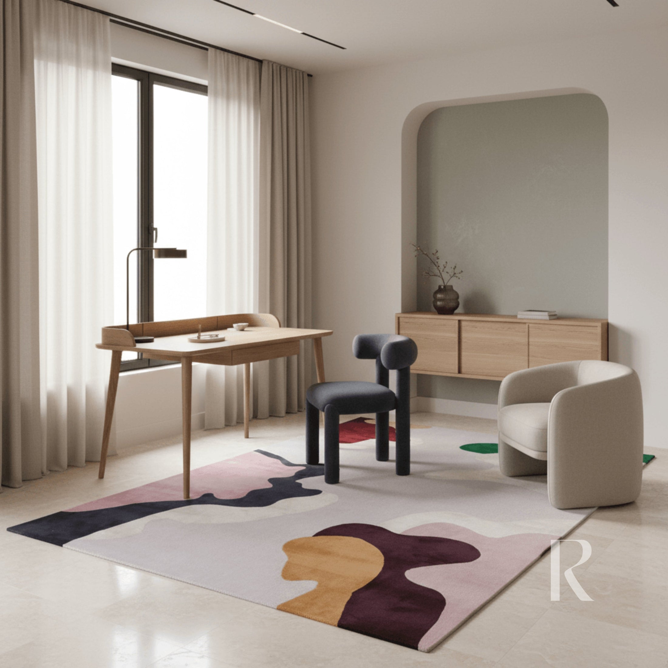 RUGKARI Snuggle traditional pure New Zealand wool luxury rug styled in an Indian living room - image 3