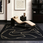 RUGKARI Ebony abstract pure New Zealand wool luxury rug styled in an Indian living room - image 2