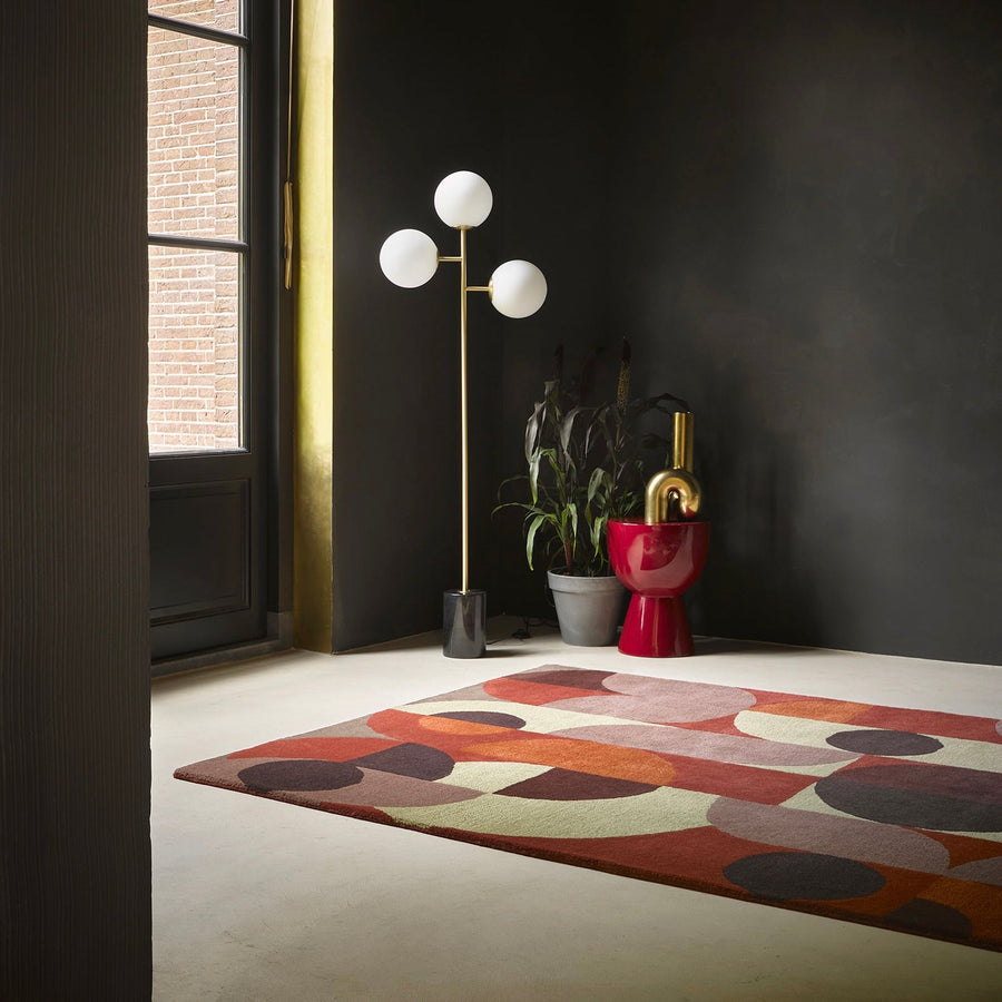 RUGKARI Radiant geometric pure New Zealand wool luxury rug styled in an Indian living room - image 2