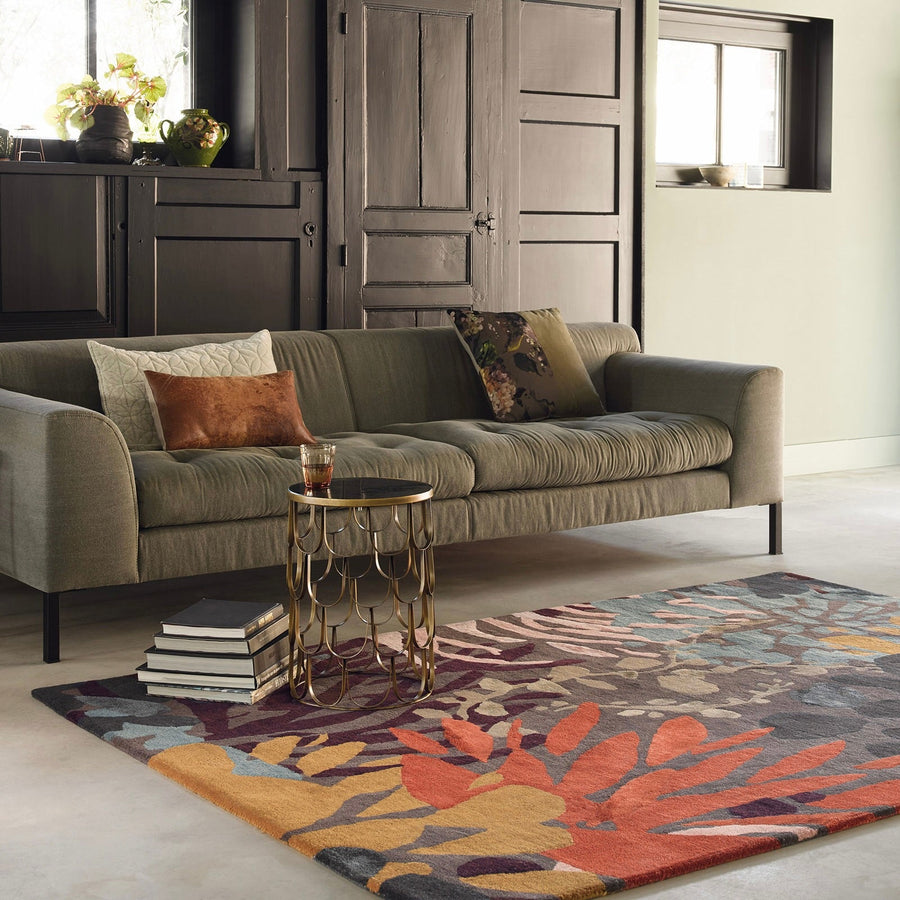 RUGKARI Paradise floral pure New Zealand wool luxury rug styled in an Indian living room - image 2