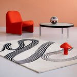 RUGKARI Ivory abstract pure New Zealand wool luxury rug styled in an Indian living room - image 2