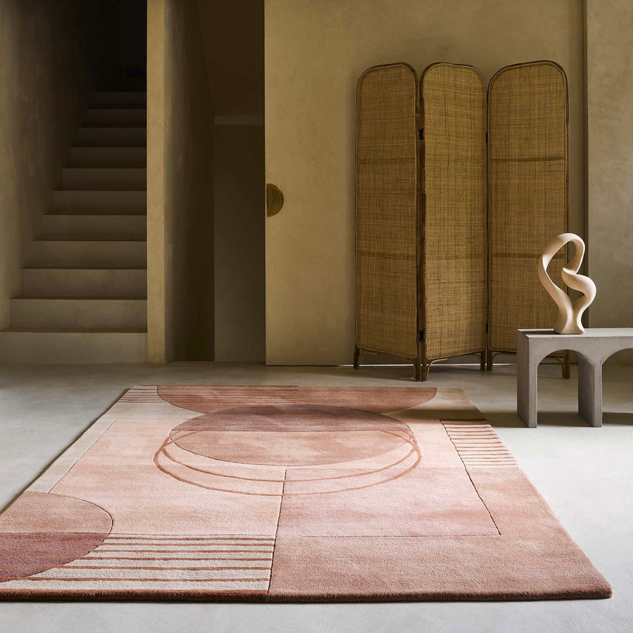 RUGKARI Cosmos geometric pure New Zealand wool luxury rug styled in an Indian living room - image 2