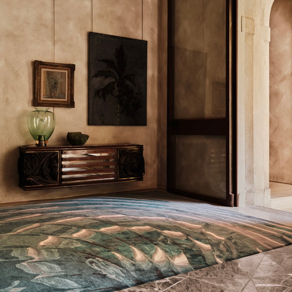 RUGKARI Seanova traditional pure New Zealand wool luxury rug styled in an Indian living room - image 2