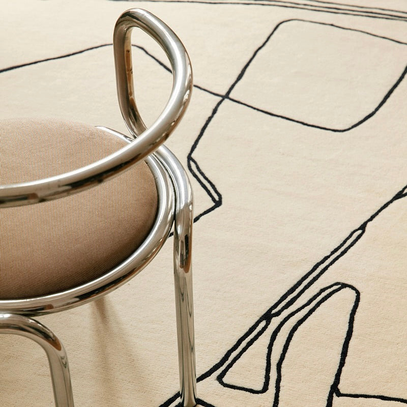 RUGKARI Cairn abstract pure New Zealand wool luxury rug styled in an Indian living room - image 3