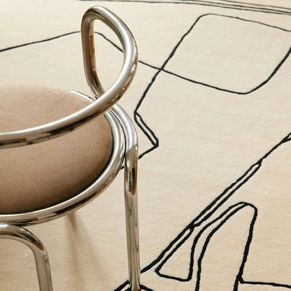 RUGKARI Cairn abstract pure New Zealand wool luxury rug styled in an Indian living room - image 3