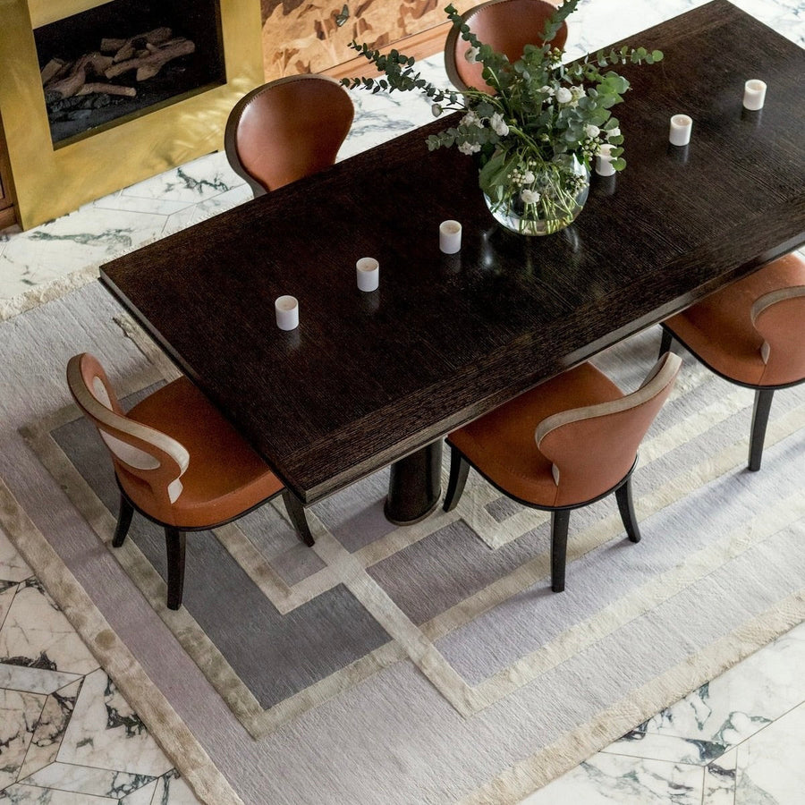 RUGKARI Tidal geometric pure New Zealand wool luxury rug styled in an Indian living room - image 2