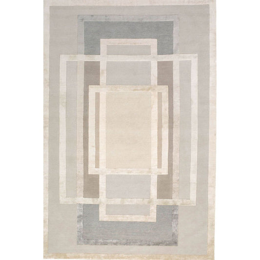 RUGKARI Tidal geometric pure New Zealand wool luxury rug styled in an Indian living room - image 1