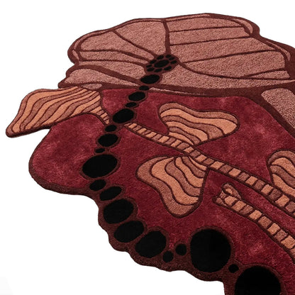 RUGKARI Burgundy floral pure New Zealand wool luxury rug styled in an Indian living room - image 3