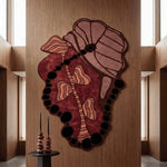 RUGKARI Burgundy floral pure New Zealand wool luxury rug styled in an Indian living room - image 2