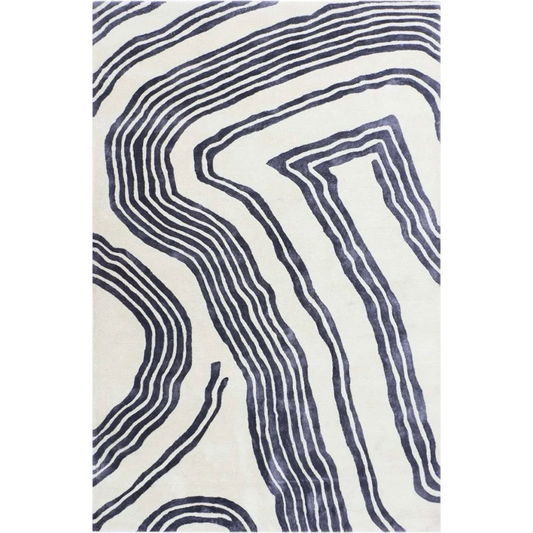 RUGKARI Arctic abstract pure New Zealand wool luxury rug styled in an Indian living room - image 1