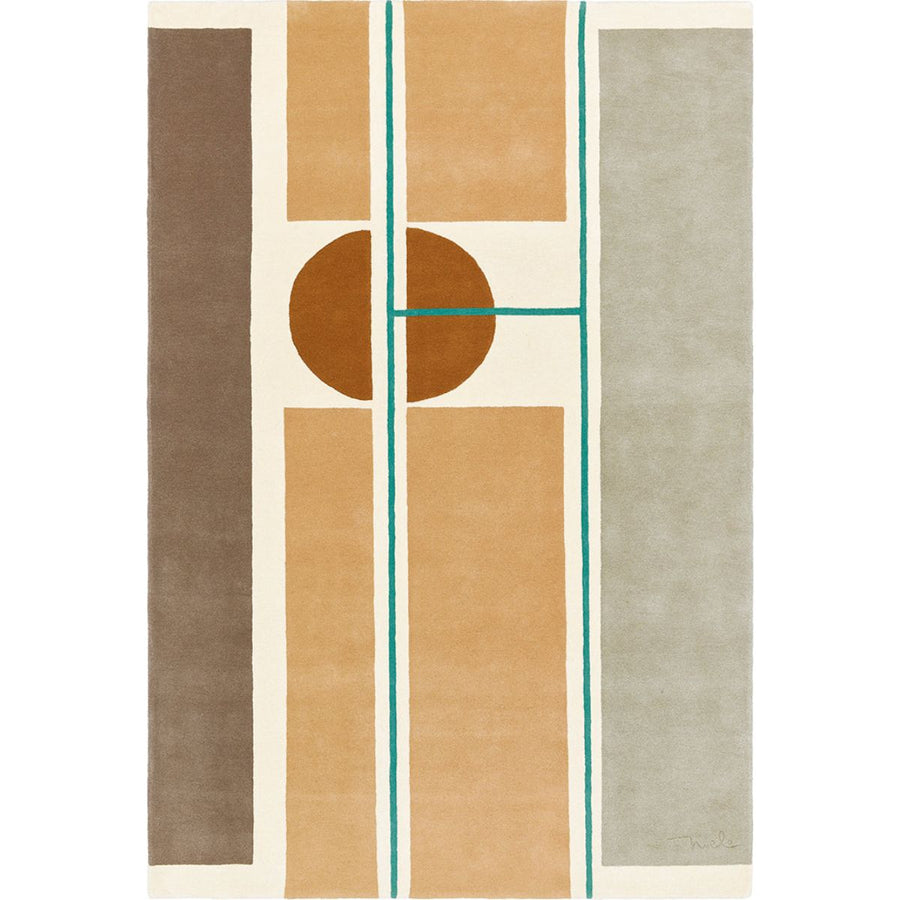 RUGKARI Serene geometric pure New Zealand wool luxury rug styled in an Indian living room - image 1
