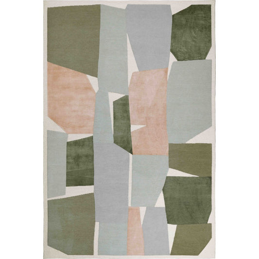 RUGKARI Mandolin geometric pure New Zealand wool luxury rug styled in an Indian living room - image 1
